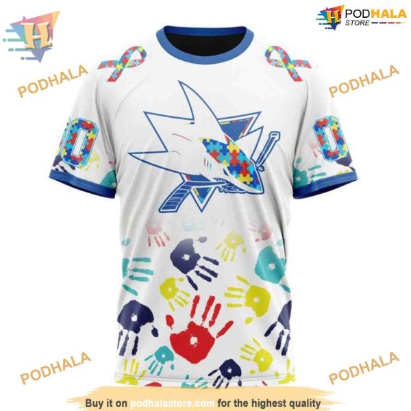 Custom NHL San Jose Sharks Hoodie 3D, Autism Awareness Design Shirt