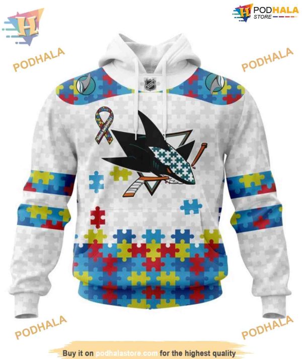 Custom NHL San Jose Sharks Hoodie 3D, Autism Awareness Shirt