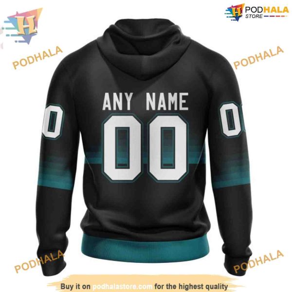 Custom NHL San Jose Sharks Hoodie 3D, Black And Gradient Design Shirt