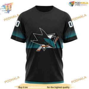 Custom NHL San Jose Sharks Hoodie 3D Black And Gradient Design Shirt 3