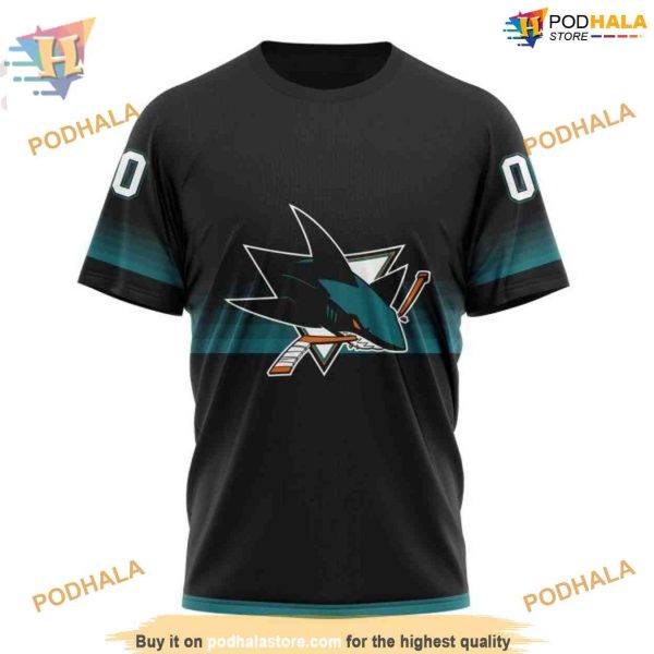 Custom NHL San Jose Sharks Hoodie 3D, Black And Gradient Design Shirt