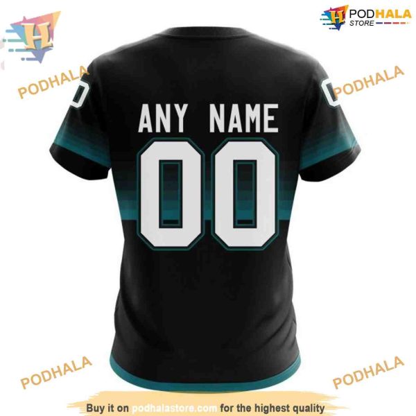 Custom NHL San Jose Sharks Hoodie 3D, Black And Gradient Design Shirt