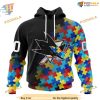 Custom NHL San Jose Sharks Hoodie 3D, Black Autism Awareness Design Shirt