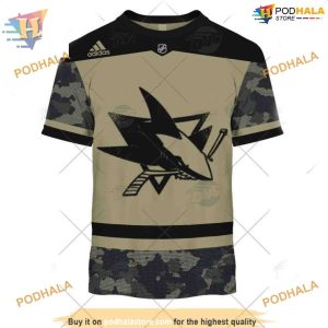 Custom NHL San Jose Sharks Hoodie 3D Camo Military Practice Jersey Shirt 3