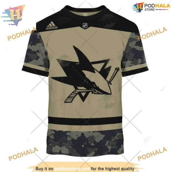 Custom NHL San Jose Sharks Hoodie 3D, Camo Military Practice Jersey Shirt