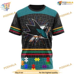 Custom NHL San Jose Sharks Hoodie 3D Design Autism Concept Shirt 3