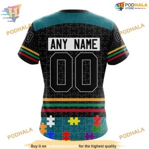 Custom NHL San Jose Sharks Hoodie 3D Design Autism Concept Shirt 4
