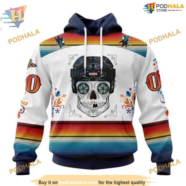 Custom NHL San Jose Sharks Hoodie 3D, Design For Dia De Los Muertos Shirt