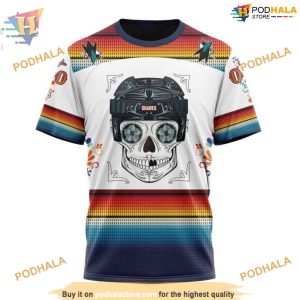 Custom NHL San Jose Sharks Hoodie 3D Design For Dia De Los Muertos Shirt 3