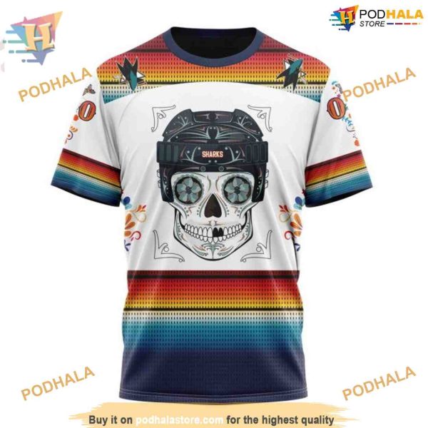 Custom NHL San Jose Sharks Hoodie 3D, Design For Dia De Los Muertos Shirt