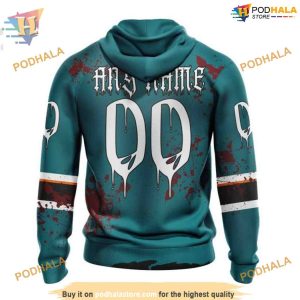 Custom NHL San Jose Sharks Hoodie 3D Design Jersey Halloween Shirt 2