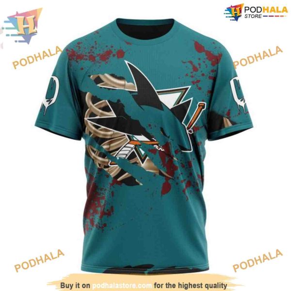 Custom NHL San Jose Sharks Hoodie 3D, Design Jersey Halloween Shirt