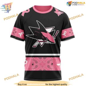 Custom NHL San Jose Sharks Hoodie 3D Design PINK BREAST CANCER Shirt 3