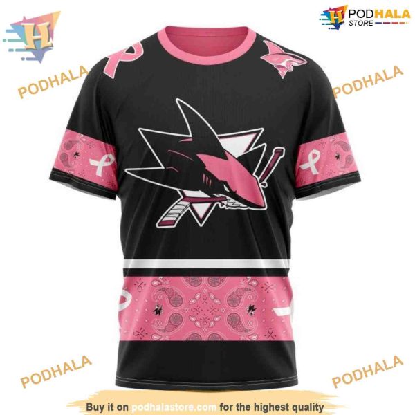 Custom NHL San Jose Sharks Hoodie 3D, Design PINK BREAST CANCER Shirt