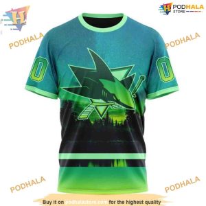 Custom NHL San Jose Sharks Hoodie 3D Design With Northern Light Full Printed Shirt 3