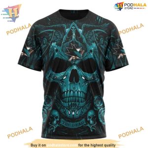 Custom NHL San Jose Sharks Hoodie 3D Design With Skull Art Shirt 3