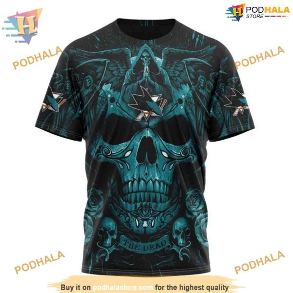 Custom NHL San Jose Sharks Hoodie 3D, Design With Skull Art Shirt