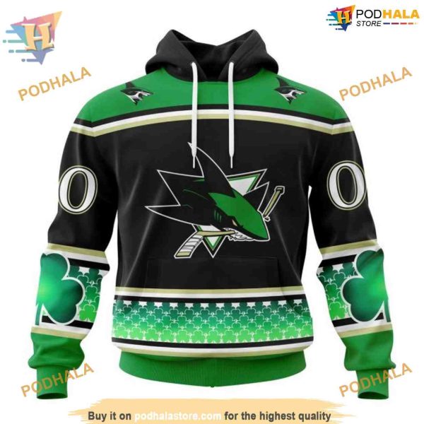Custom NHL San Jose Sharks Hoodie 3D, Hockey Celebrate St Patrick’s Day Shirt
