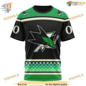 Custom NHL San Jose Sharks Hoodie 3D Hockey Celebrate St Patrick's Day Shirt 3