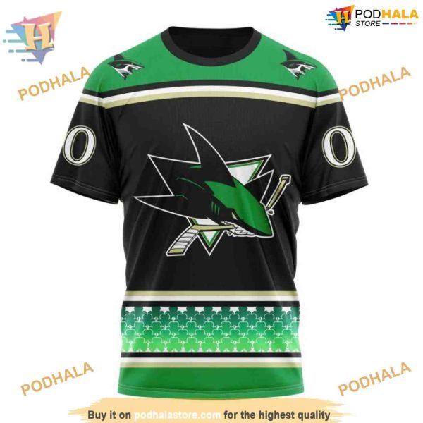 Custom NHL San Jose Sharks Hoodie 3D, Hockey Celebrate St Patrick’s Day Shirt