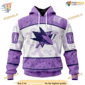 Custom NHL San Jose Sharks Hoodie 3D, Lavender Fight Cancer Shirt