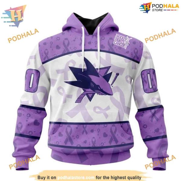 Custom NHL San Jose Sharks Hoodie 3D, Lavender Fight Cancer Shirt