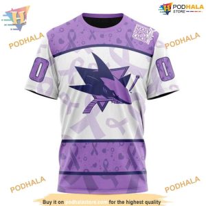 Custom NHL San Jose Sharks Hoodie 3D Lavender Fight Cancer Shirt 3