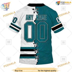 Custom NHL San Jose Sharks Hoodie 3D Mix Jersey 2023 Style Shirt 4