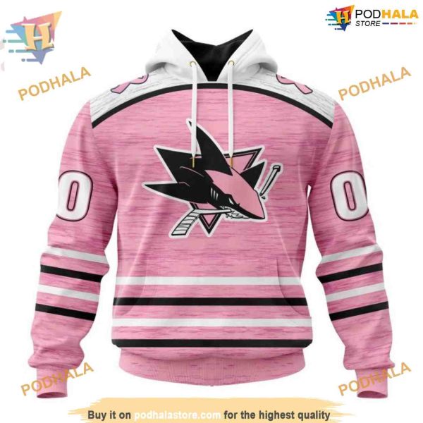 Custom NHL San Jose Sharks Hoodie 3D, Pink Fight Breast Cancer Design Shirt