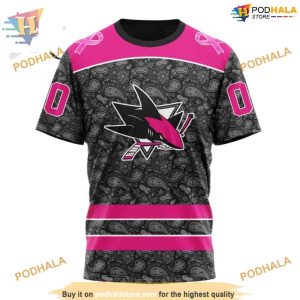 Custom NHL San Jose Sharks Hoodie 3D Pink In The Rink Fight Breast Cancer Shirt 3
