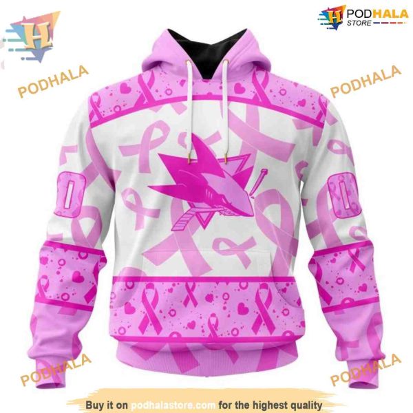 Custom NHL San Jose Sharks Hoodie 3D, Pink October Breast Cancer Awareness Month Shirt