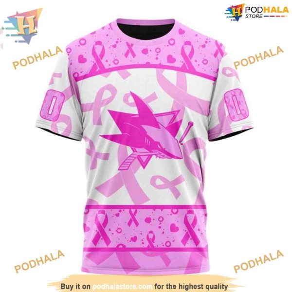 Custom NHL San Jose Sharks Hoodie 3D, Pink October Breast Cancer Awareness Month Shirt
