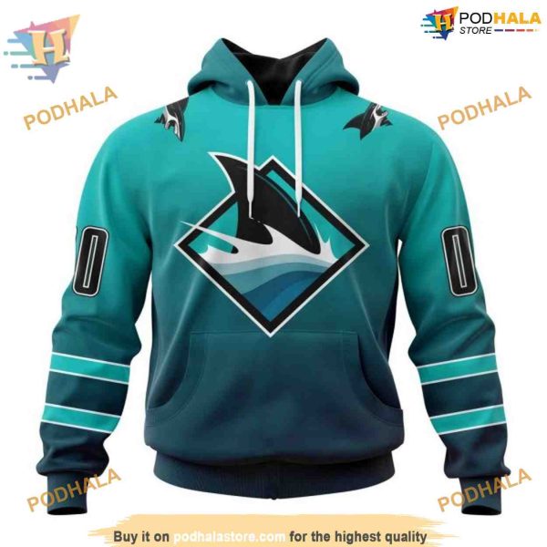Custom NHL San Jose Sharks Hoodie 3D, Retro Gradient Design Shirt