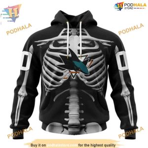 Custom NHL San Jose Sharks Hoodie 3D, Skeleton Costume For Halloween Shirt