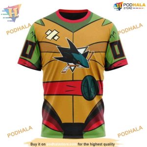 Custom NHL San Jose Sharks Hoodie 3D Teenage Mutant Ninja Turtles Design Shirt 3