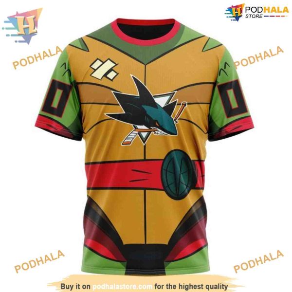 Custom NHL San Jose Sharks Hoodie 3D, Teenage Mutant Ninja Turtles Design Shirt