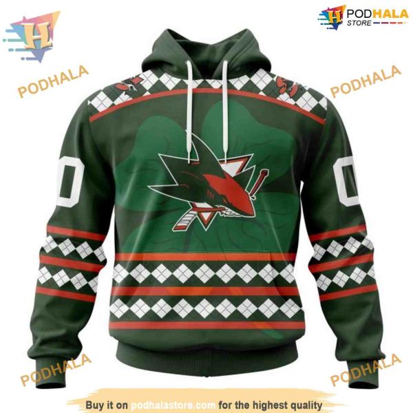 Custom NHL San Jose Sharks Hoodie 3D, Unisex Hockey Celebrate St Patrick’s Day Shirt