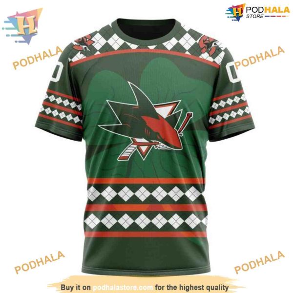Custom NHL San Jose Sharks Hoodie 3D, Unisex Hockey Celebrate St Patrick’s Day Shirt