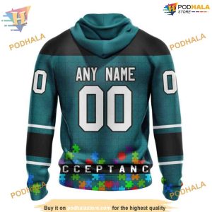 Custom NHL San Jose Sharks Hoodie 3D Unisex Hockey Fights Against Autism Shirt 2