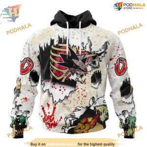 Custom NHL San Jose Sharks Hoodie 3D, Zombie Style For Halloween Shirt