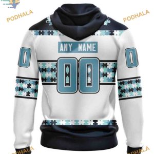 Custom Name And Number Autism Awareness NHL Seattle Kraken Hoodie 3D 2