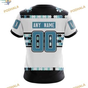 Custom Name And Number Autism Awareness NHL Seattle Kraken Hoodie 3D 4