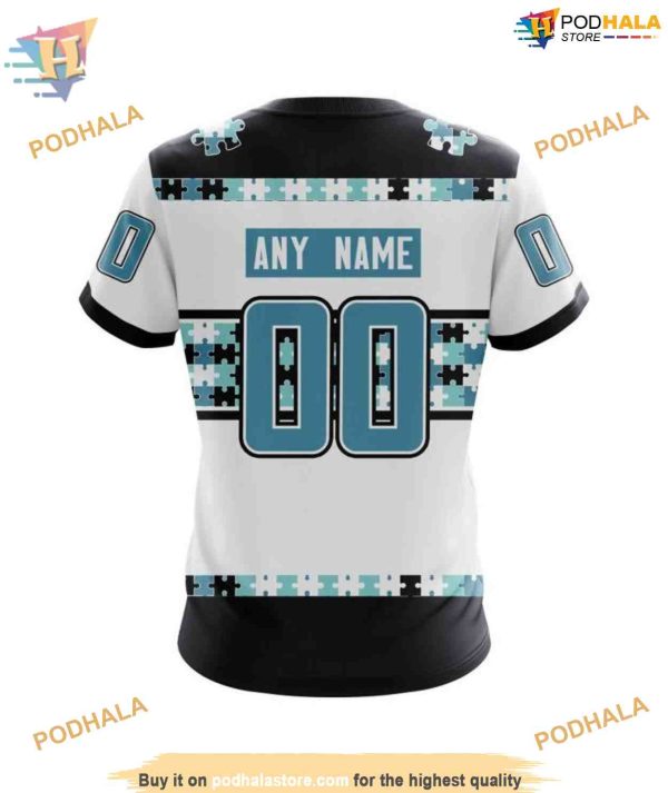 Custom Name And Number Autism Awareness NHL Seattle Kraken Hoodie 3D