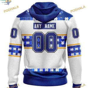 Custom Name And Number Autism Awareness NHL St Louis Blues Hoodie 3D 2