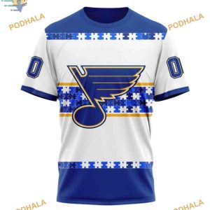 Custom Name And Number Autism Awareness NHL St Louis Blues Hoodie 3D 3