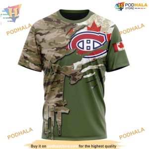 Custom Name And Number Camo Skull Design NHL Montreal Canadiens Hoodie 3D 3