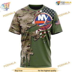 Custom Name And Number Camo Skull Design NHL New York Islanders Hoodie 3D 3