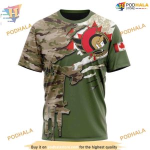 Custom Name And Number Camo Skull Design NHL Ottawa Senators Hoodie 3D 3