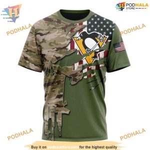 Custom Name And Number Camo Skull Design NHL Pittsburgh Penguins Hoodie 3D 3