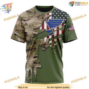 Custom Name And Number Camo Skull Design NHL St Louis Blues Hoodie 3D 3